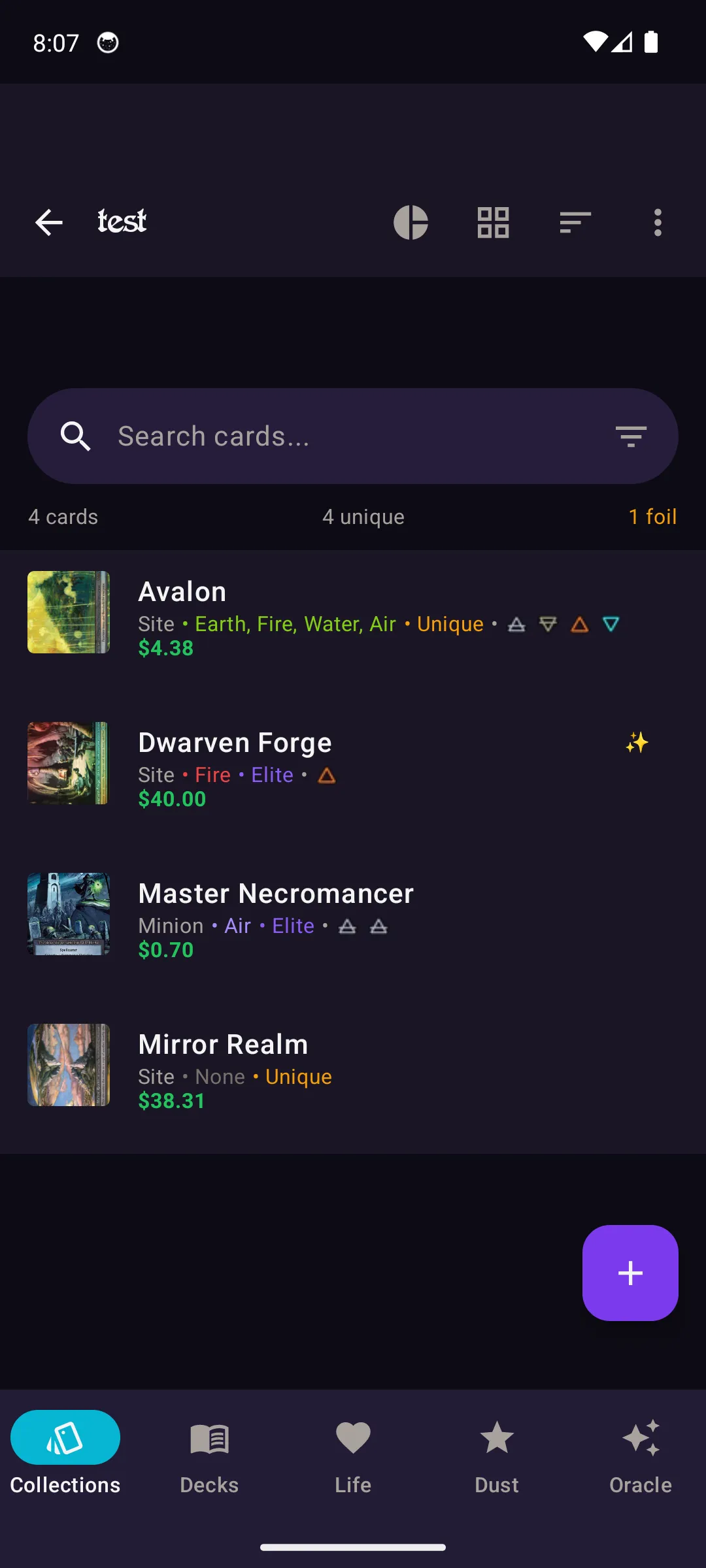 Collection list view