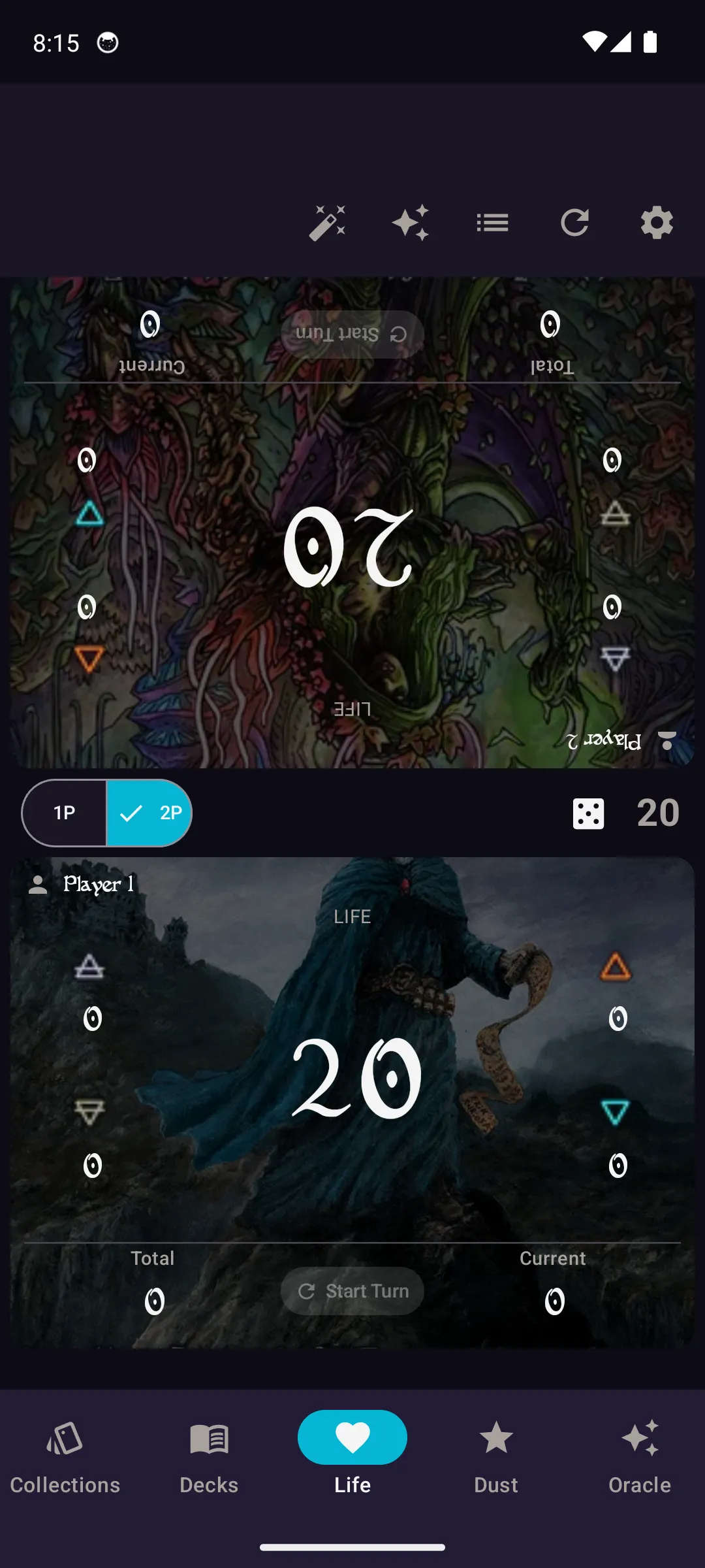 Player card with mana thresholds