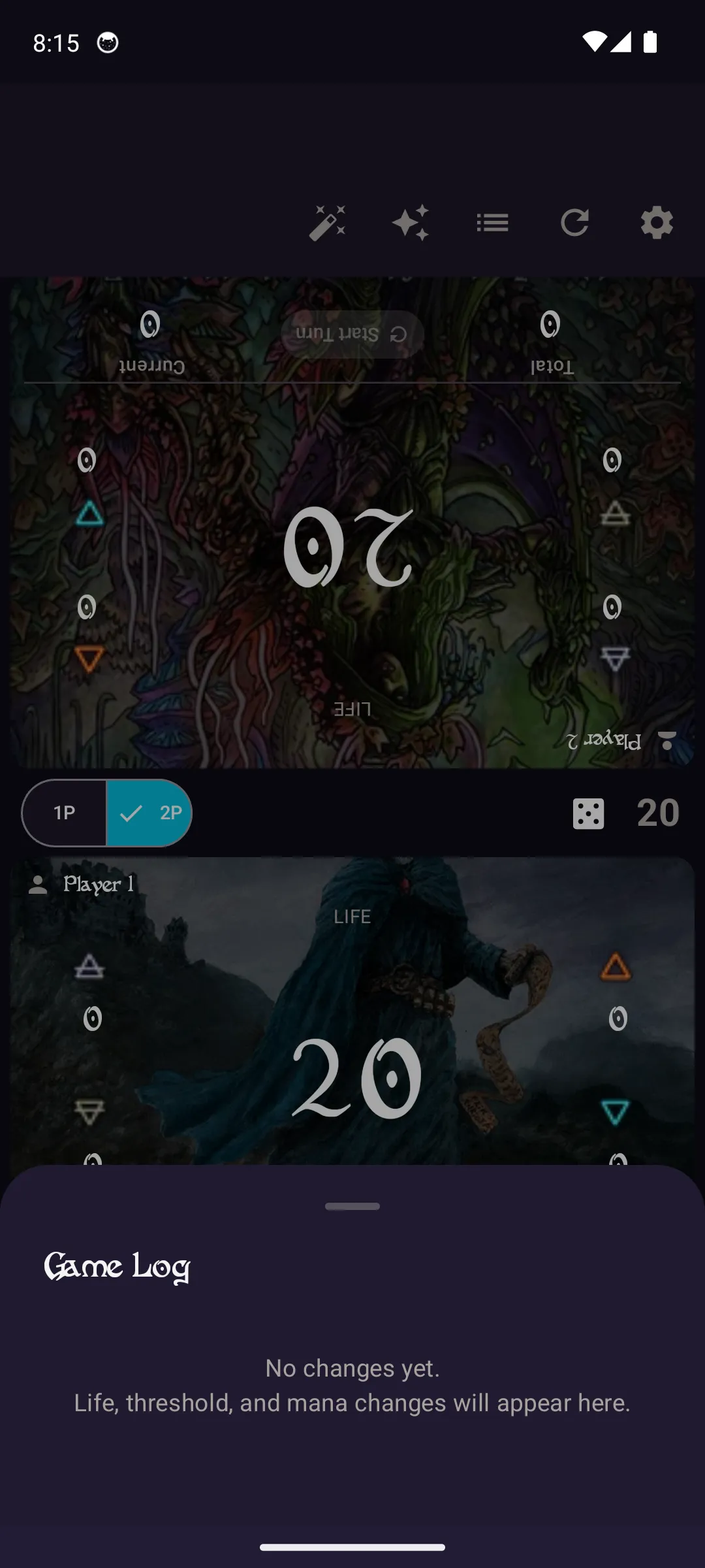 Game log showing change history