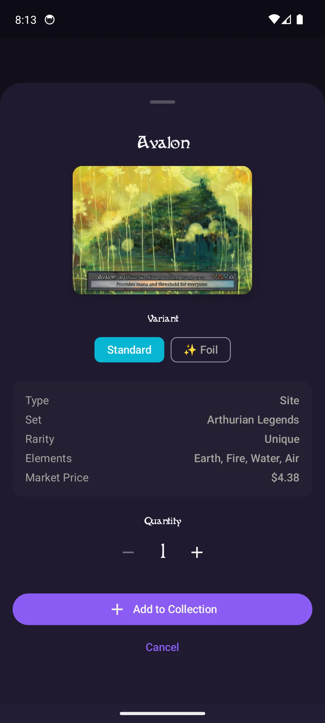 Card detail in trade binder context